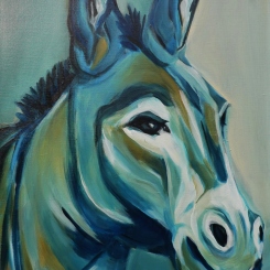 Esel ODIN - Acryl auf LW, 42 x 56 cm - © Anja Hühn 2020